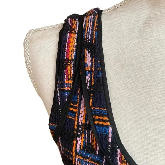 Rachel Rachel Roy Purple Navy Geometric Zip Front Knit Mini Dress Size 6 - Picture 4 of 16